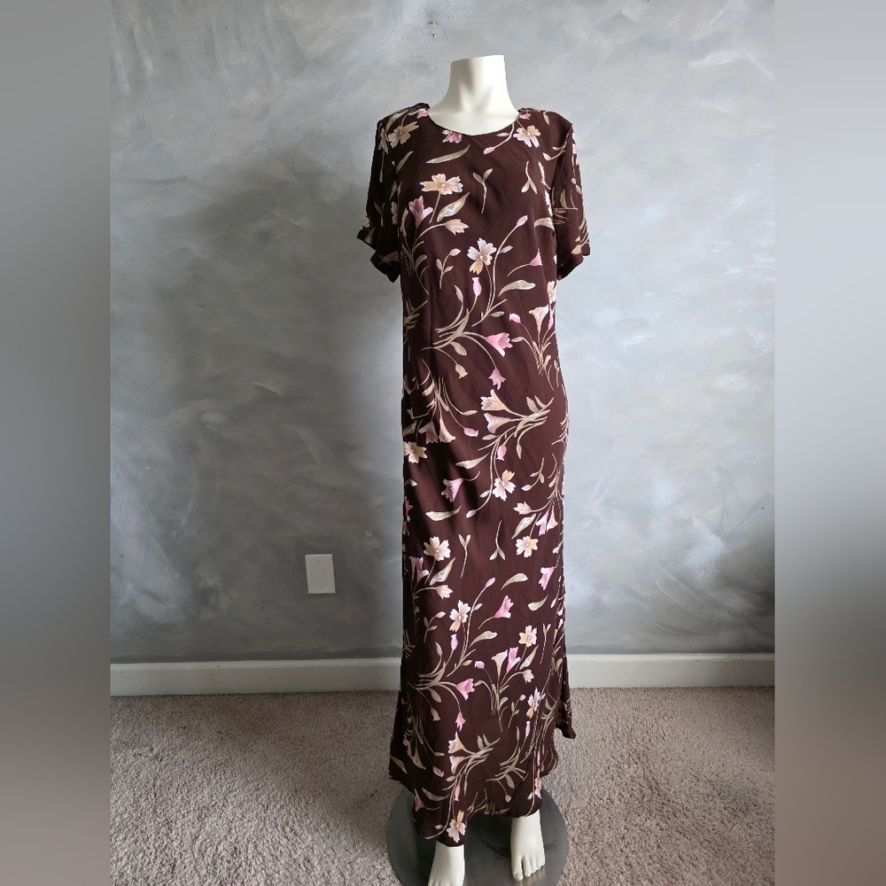 Gabrielle Floral Maxi Long Short Sleeve Womens 18 Dress Modest Flowy Botanical